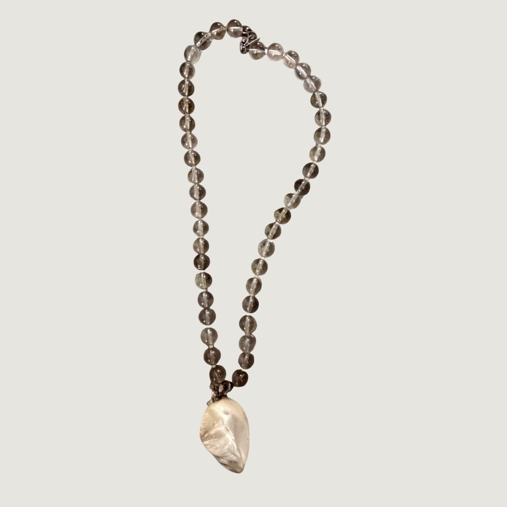 Kalan USA 925 Sterling Silver Smoky Quartz Mother of Pearl Shell Bead Necklace